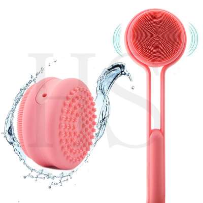 IPX7  Waterproof Soft Silicone body Cleaning Electric Bath Body Brush Long handle multifunction skin care bath brush